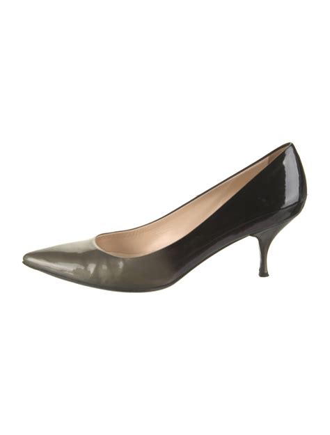 Prada Patent Leather Peep Toe Pumps Black Pumps Shoes PRA153025