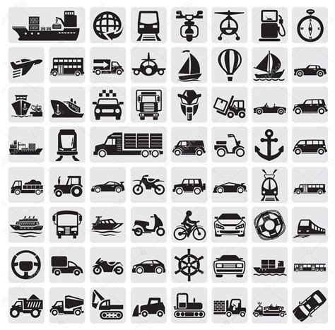 Transportation Icons Design Elements Stock Vector Royalty Free