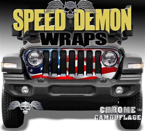 Jeep Grill Wraps Wavy American Flag JL 2018-2019