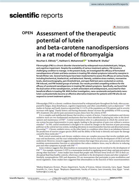 Pdf Assessment Of The Therapeutic Potential Of Lutein And Beta