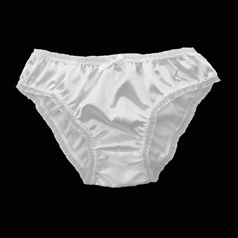 White Satin Frilly Sissy Panties Bikini Knicker Underwear Briefs Size