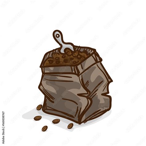 coffee bean bag drawing object Stock Vector | Adobe Stock