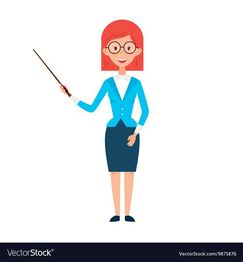 Woman teacher with glasses and pointer Royalty Free Vector