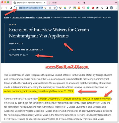 US Visa Interview Waiver Options Extended Until Dec 31st 2023 RedBus2US