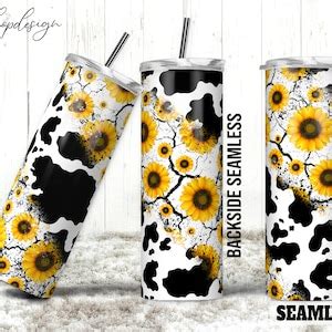 Cow Sunflowers Cowhide Seamless Oz Skinny Tapered Straight Tumbler