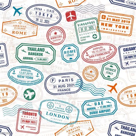 Passport Stamps Design Seamless Print Stock Illustration - Download ...