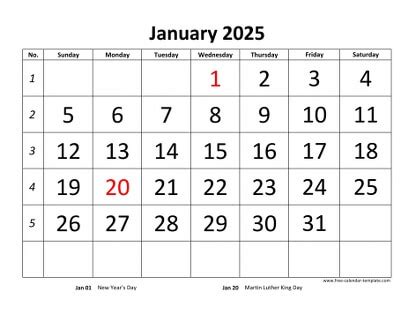 Yearly 2025 printable calendar with space for notes | Free-calendar ...