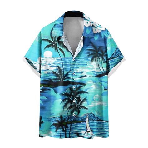 Poteti Beach Mens Summer Shirts Plus Size Hawaiian Tropical Short