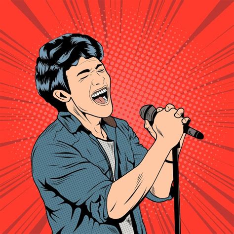 Cantante C Mico De Arte Pop Vector De Artista Cantante De Arte Pop