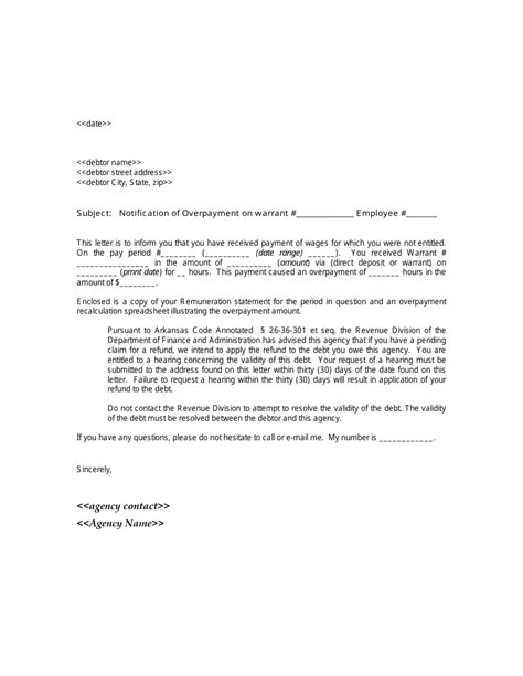 Arkansas Letter Of Notice Of Overpayment Fill Out Sign Online And