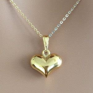 Ct Gold Over Sterling Silver Puffed Heart Pendant Necklace Etsy