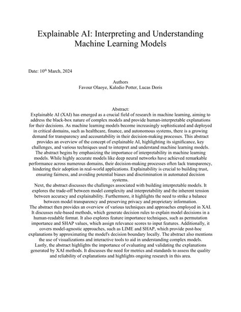 Pdf Explainable Ai Interpreting And Understanding Machine Learning