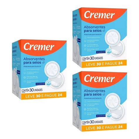 KIT C 3 Absorvente Para Seios Cremer Leve 30 Pague 24 Un Shopee Brasil