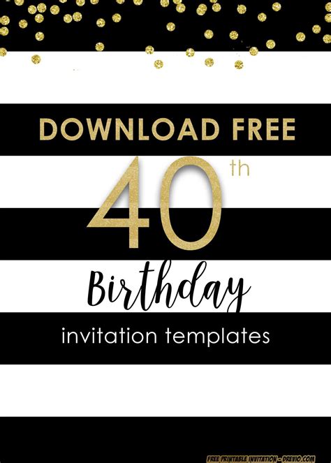 Free printable 40th birthday invitation templates – Artofit