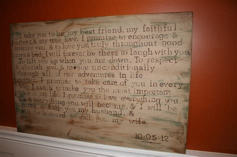 Wedding Vows Stenciled Onto A Canvas Such Beautiful Vows Displayed