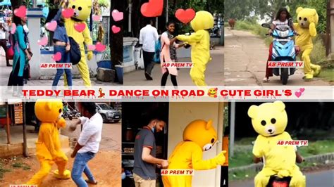 Teddy Bear Dance On Road Cute Girls Funny Teddy Cartoon Video Comady