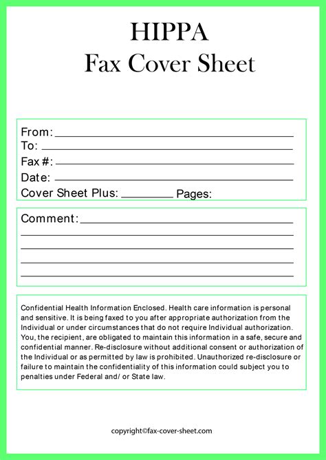 HIPAA Fax Cover Sheet Templates Printable In PDF Format