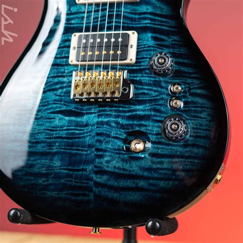 Prs Custom 24 08 Electric Guitar Aquamarine W Black Wrap Burst 10 Top