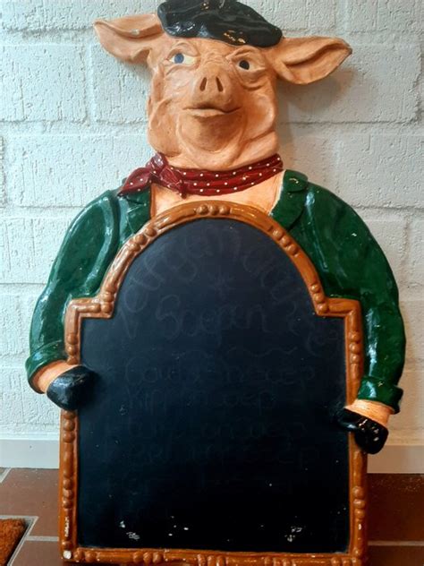 Vintage butcher shop sign pig - Plaster - Catawiki