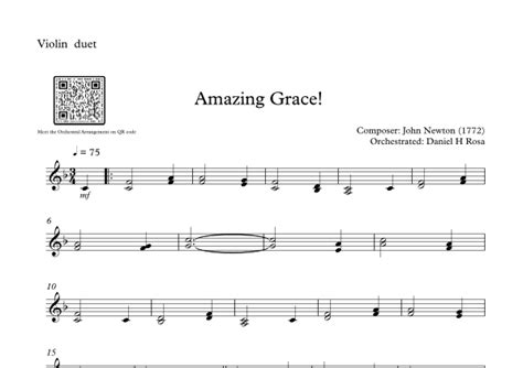 Amazing Grace How Sweet The Sound Easy Violin Duet Arr Daniel H