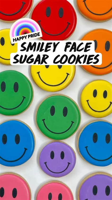 Colorful Smiley Face Sugar Cookies Happy Pride