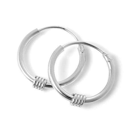 Solid Sterling Silver Sleeper 12mm Hoop Earrings With Wire Coil Cands