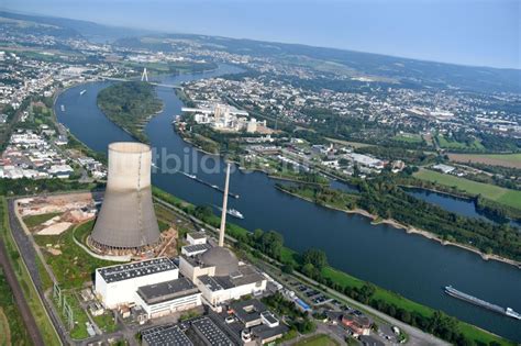 Mülheim Kärlich von oben Gebäude Reste der Ruine der Reaktorblöcke