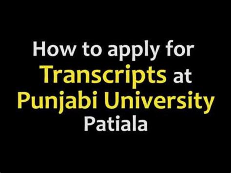 How To Apply For Transcripts At Punjabi University Patiala Full