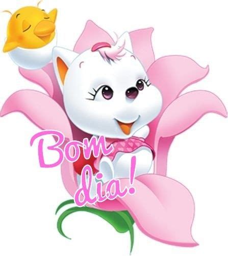 A White Cat Sitting On Top Of A Pink Flower With A Yellow Bird In It S Hand