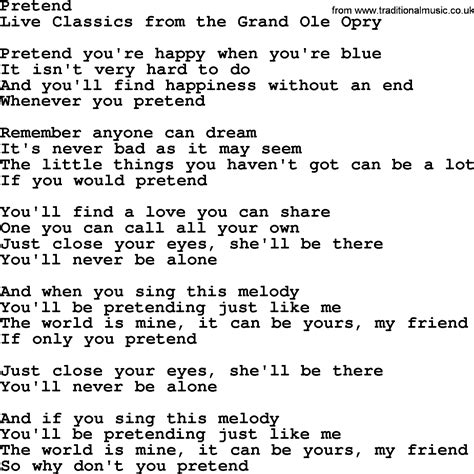 Pretend, by Marty Robbins - lyrics