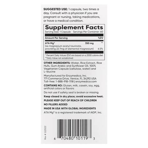 Enzymedica Magnesium Mind 60 Capsules