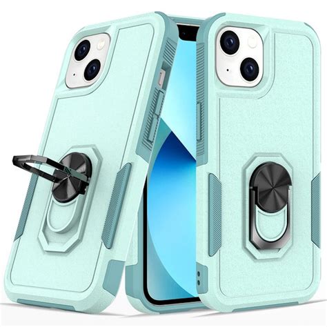 Tuff Shockproof Hybrid Armor Case With Ring Grip For Iphone 14 Teal Hd Accessory