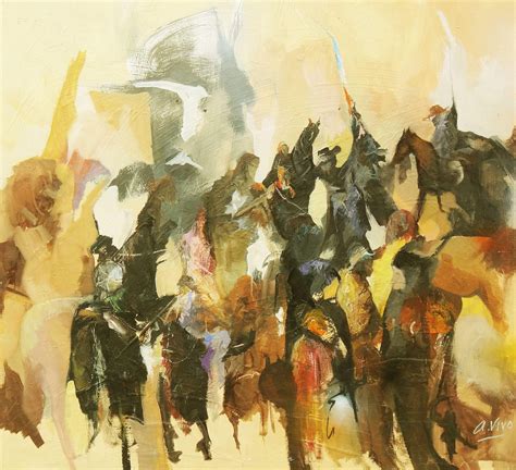 andres vivo  brave horsemen heroes  painting oil  canvas