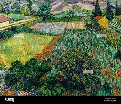 Vincent van Gogh, Field with Poppies, landscape painting, 1889 Stock ...