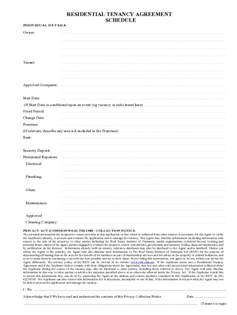 Reit Residential Tenancy Agreement Pdf Fill Online Printable