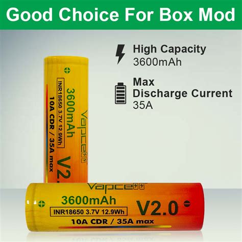 Vapcell V2 0 18650 3600mAh 35A 10A CRD 35A MAX แท 7sevenvape