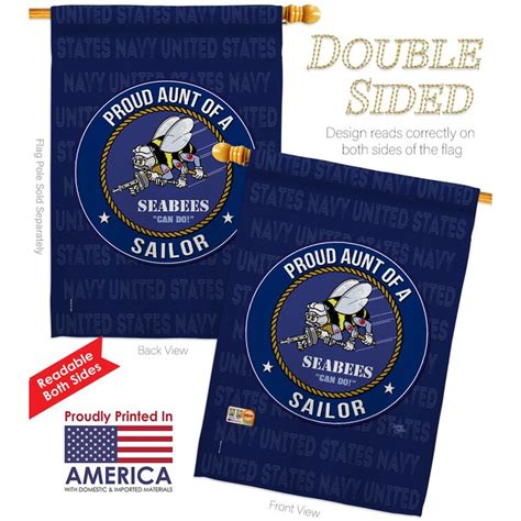 Breeze Decor Seabees Proud Aunt Sailor House Flag Navy Armed Forces