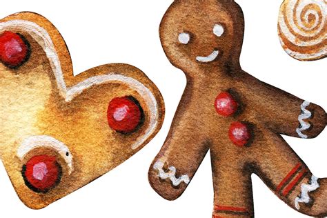 Christmas Gingerbread Watercolor Clipart By Elenazlata Art TheHungryJPEG