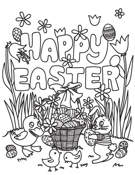 Printable Happy Easter Coloring Page