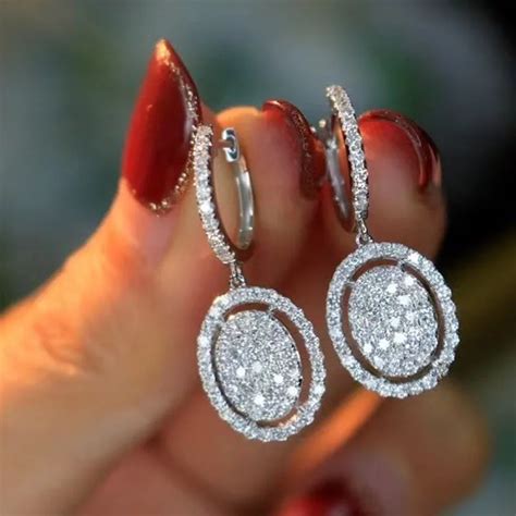 Huitan Luxury Cubic Zirconia Crystal Dangle Earrings For Women Simple