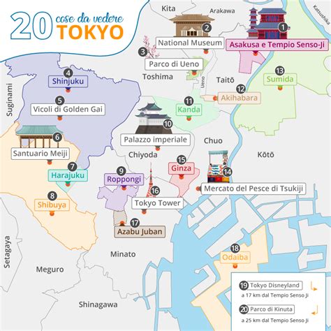 Tokyo Mappa Di Viaggio Mappa Turistica Di Tokyo Kanto Giappone