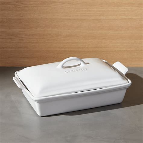 Le Creuset ® Heritage Covered Rectangular White Baking Dish Crate And