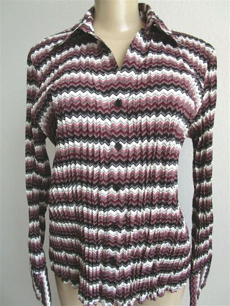 DRESSBARN MULTI COLOR DESIGN LONG SLEEVE CRINKLE STRETCHY BLOUSE SIZE L