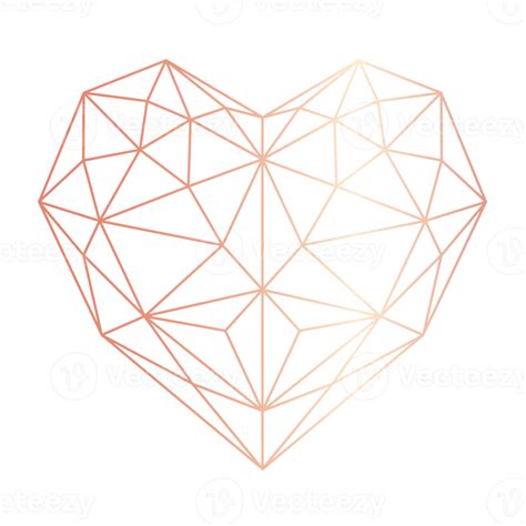 Rose Gold Heart Geometric Png