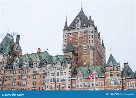 View of Frontenac Castle Chateau De Frontenac, in French in Winter ...