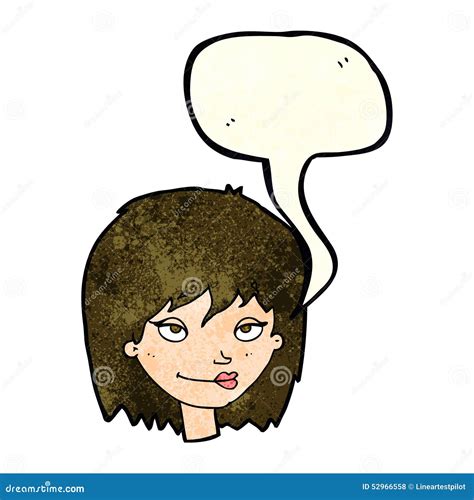 Cartoon Smiling Woman With Speech Bubble Stock Illustration