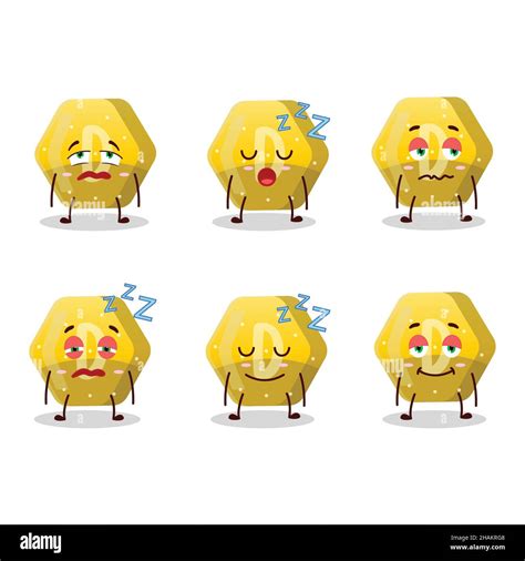 Cartoon Character Of Yellow Gummy Candy D With Sleepy Expression