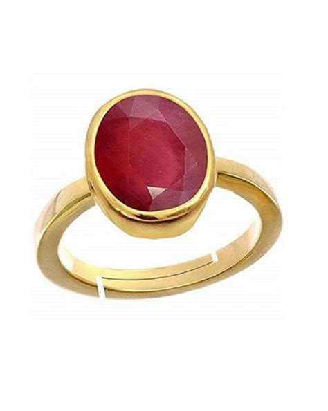 Gold Plated Ruby Manik Stone Ring - JioMart