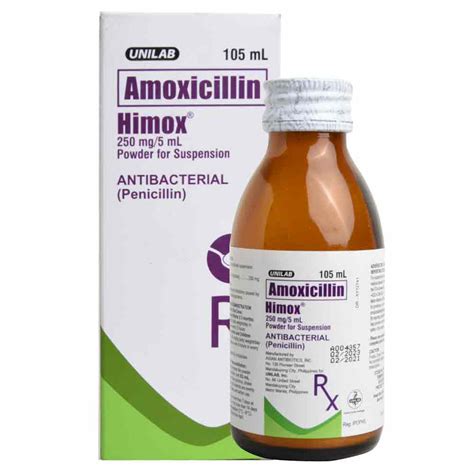 Himox Amoxicillin Trihydrate 250mg 5ml Oral Suspension 105ml [prescription Required] Watsons