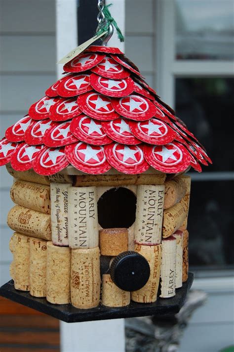 Star Hill Cap Wine Cork Bird House By Tikicommander On Etsy Wine Cork